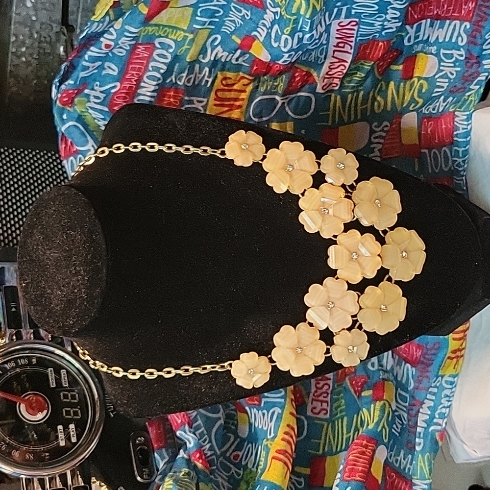 Joan Rivers Shimmery Floral Bib Necklace
